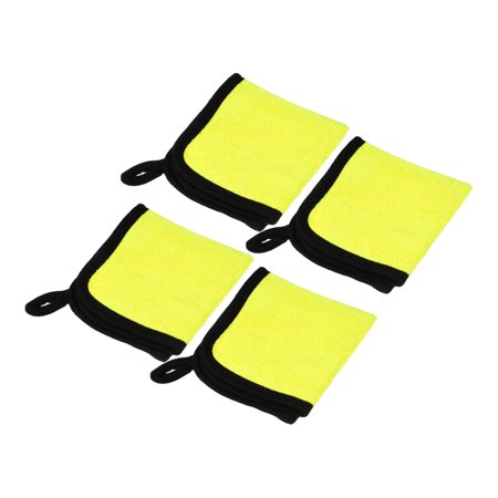 Unique Bargains 4pcs Microfibre Car Drying Towel 9.84"x9.84" Extra Large Car Cleaning Detailing Absorbent Gray Yellow