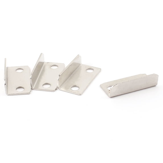 Unique Bargains 4pcs Office Silver Tone Metal Angled Drawer Lock Strike Plate 2.8cmx1.2cmx0.8cm