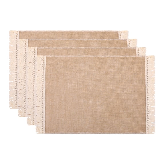 Unique Bargains 4pcs Polyester Kitchen Table Mat Khaki 17.7"x11.8"