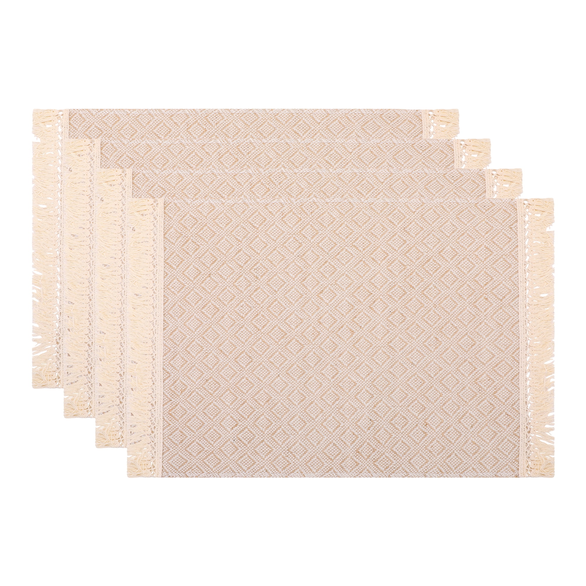 Unique Bargains 4pcs Polyester Kitchen Table Mat Large Squares 17.7"x11.8"