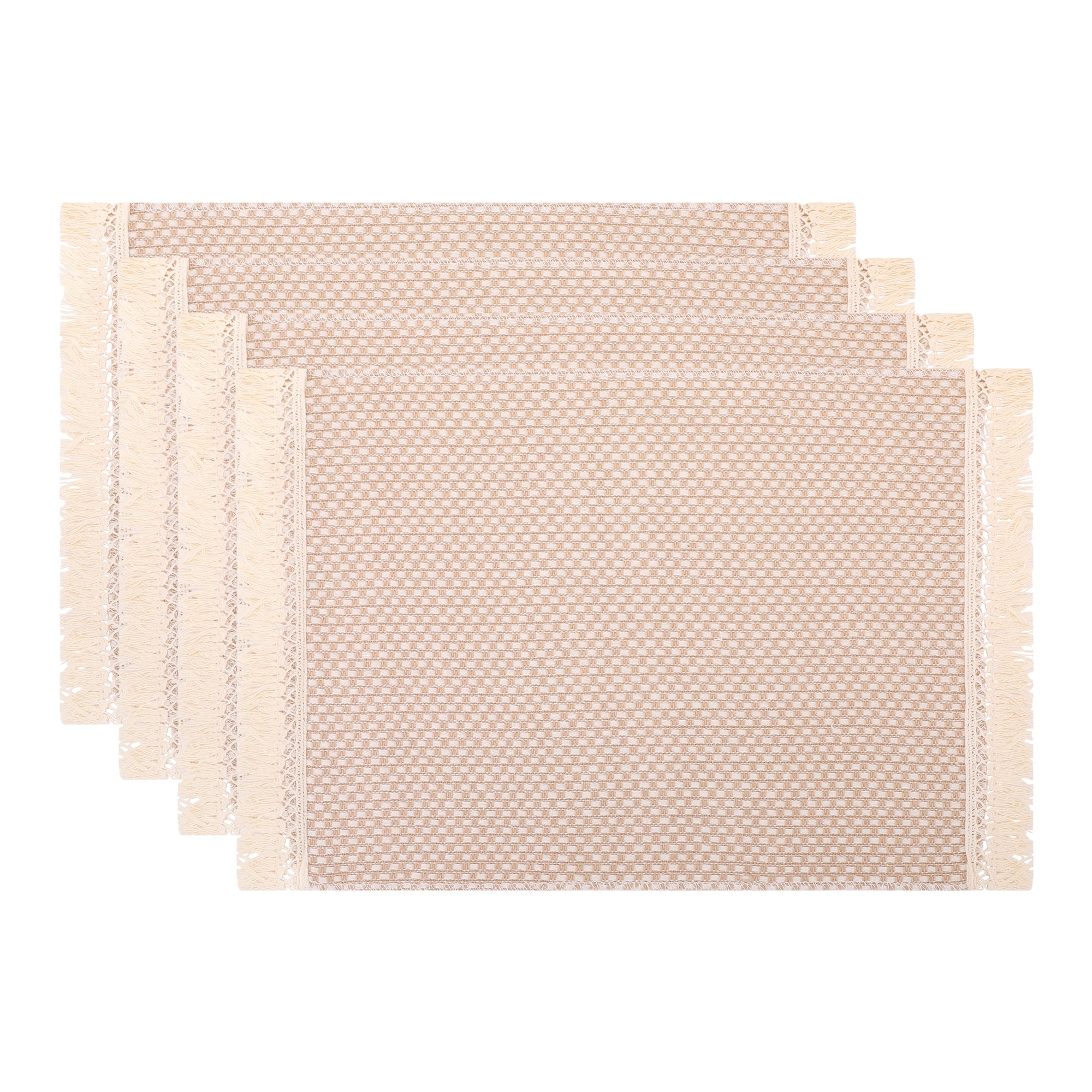 Unique Bargains 4pcs Polyester Kitchen Table Mat Small Squares 17.7"x11.8"