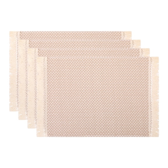 Unique Bargains 4pcs Polyester Kitchen Table Mat Small Squares 17.7"x11.8"