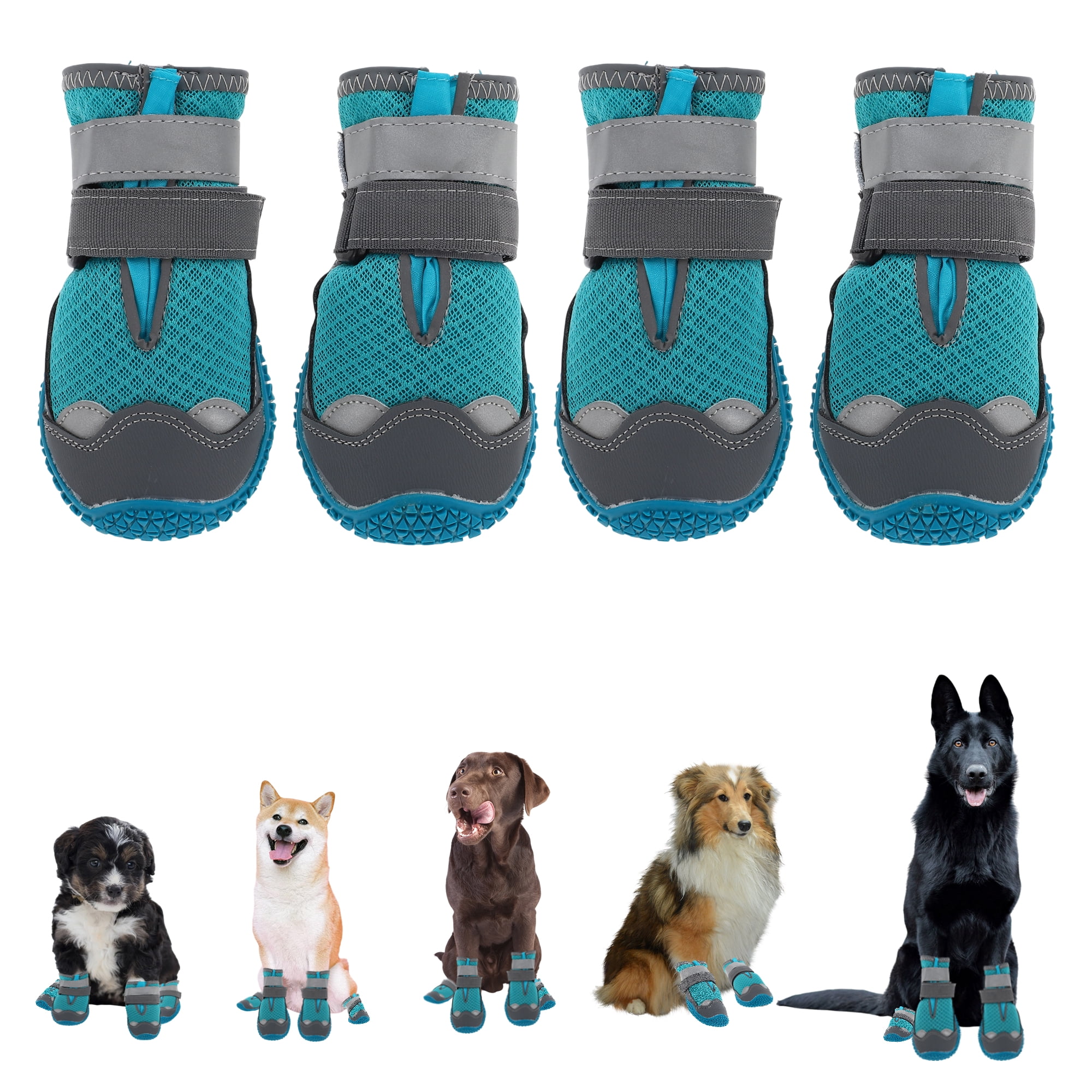 Unique Bargains 4pcs Reflective Waterproof Shoes for Dogs Medium