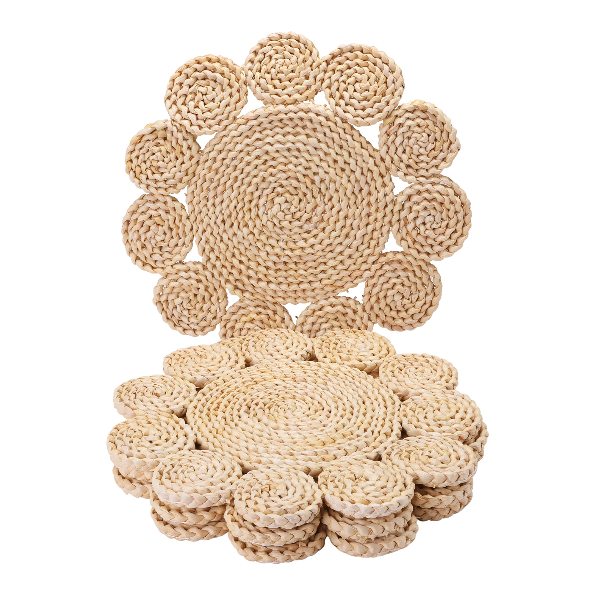 Unique Bargains 4pcs Round Placemats Khaki 15"x15"