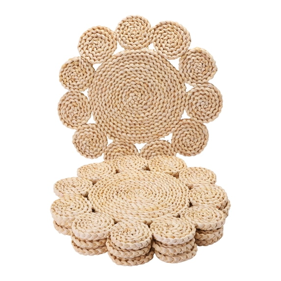 Unique Bargains 4pcs Round Placemats Khaki 15"x15"