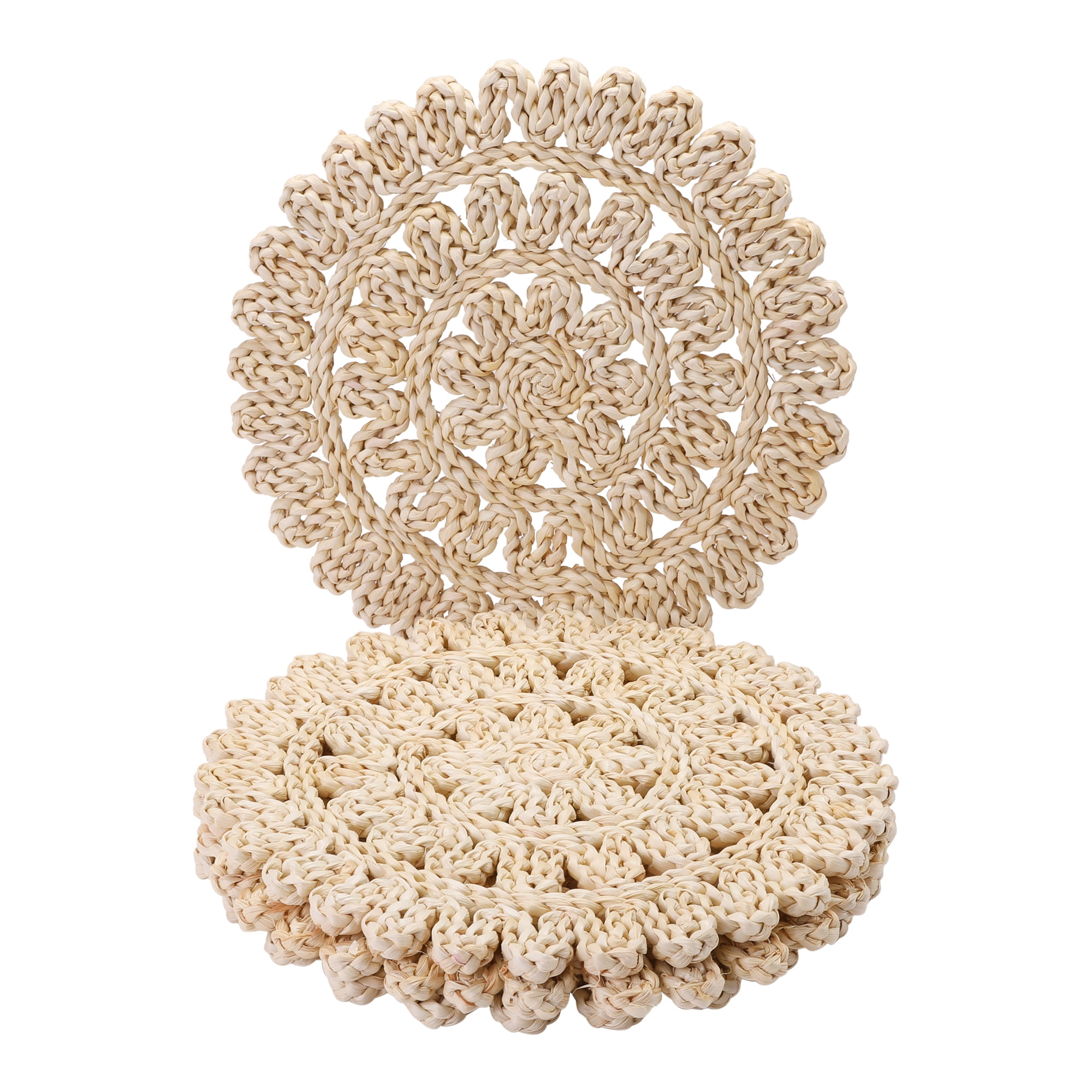 Unique Bargains 4pcs Round Placemats Light Brown 15"x15"