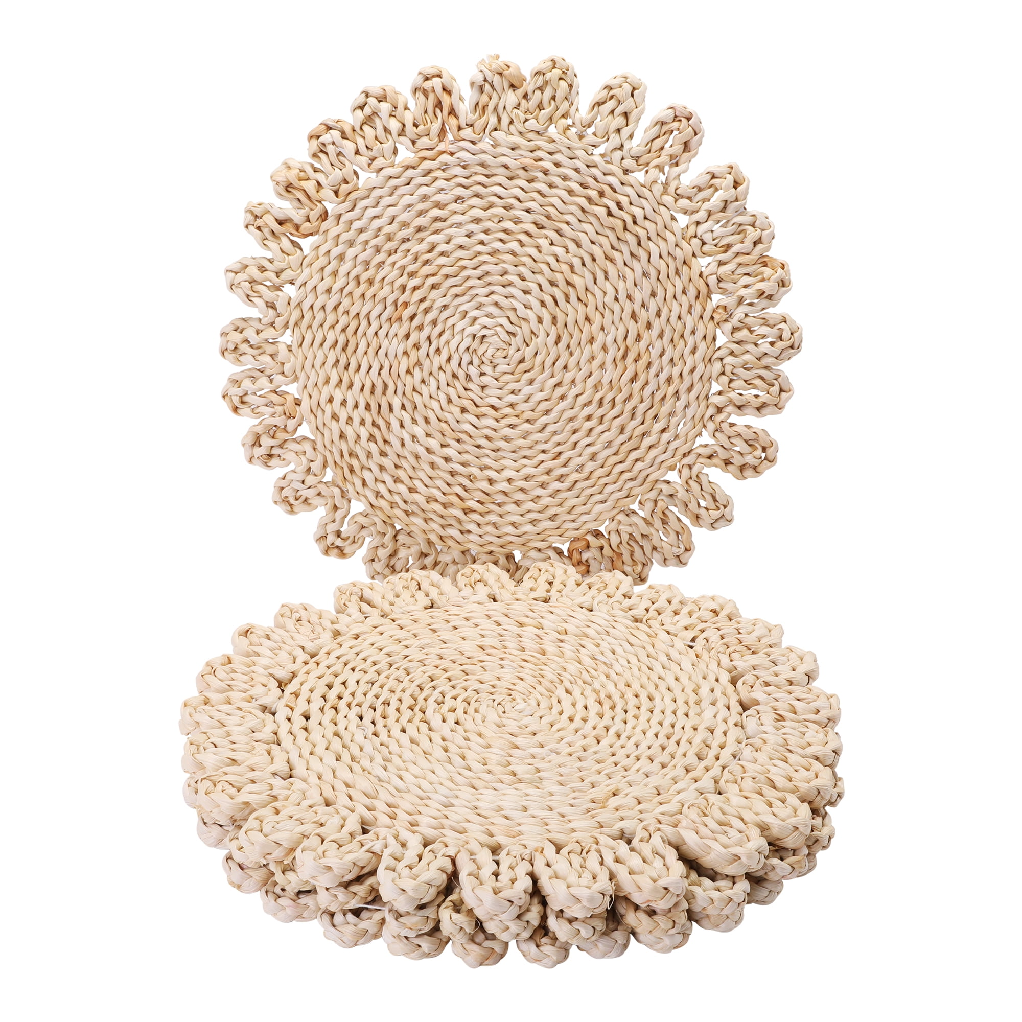 Unique Bargains 4pcs Round Placemats Oatmeal Ash 15"x15"