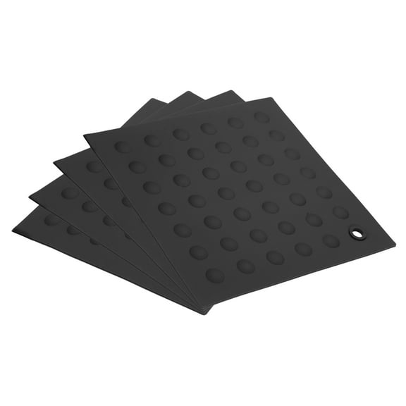 Unique Bargains 4pcs Silicone Trivet Pot Holder for Kitchen Heat Resistance Table Pad Trivet Placemats-Black