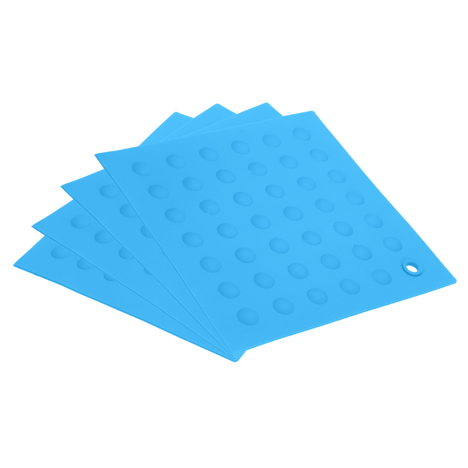 Unique Bargains 4pcs Silicone Trivet Pot Holder for Kitchen Heat Resistance Table Pad Trivet Placemats-Blue