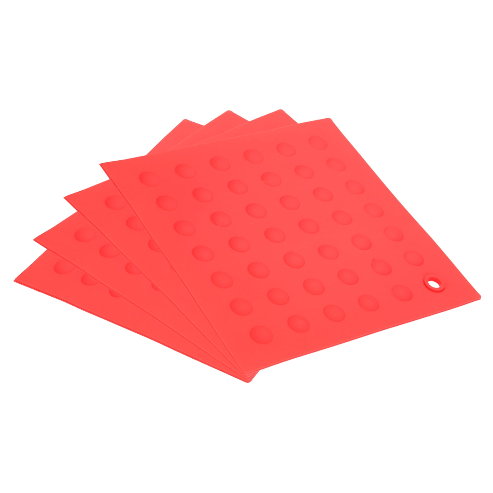 Unique Bargains 4pcs Silicone Trivet Pot Holder for Kitchen Heat Resistance Table Pad Trivet Placemats-Red