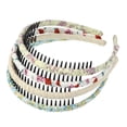 thumbnail image 1 of Unique Bargains 4pcs Teeth Comb Floral Pattern Headbands Tooth Comb Hair Hoop for Women White Purple Yellow Blue Beige, 1 of 7
