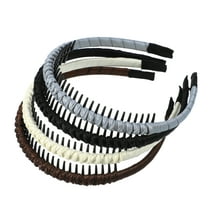 Unique Bargains 4pcs Teeth Comb Headband Solid Color Non-slip Hair Bands Hair Accessories Black Beige Deep Brown Gray