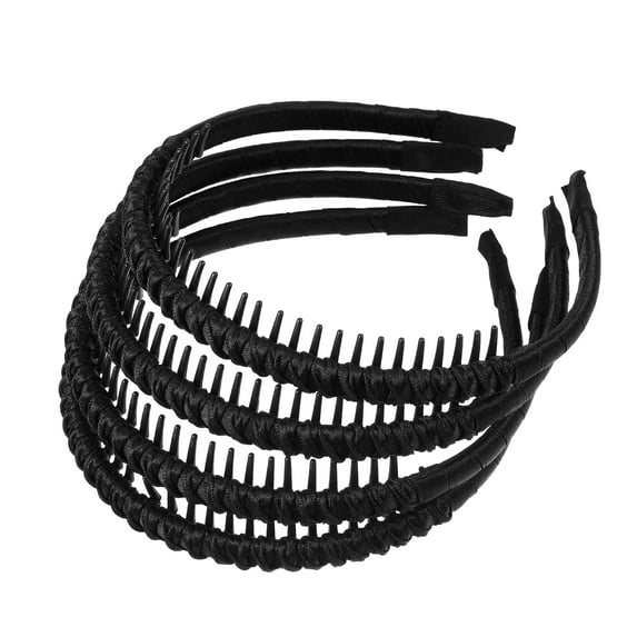 Unique Bargains 4pcs Teeth Comb Headband Solid Color Tooth Comb Hair Hoop for Women Hair Accessories Black