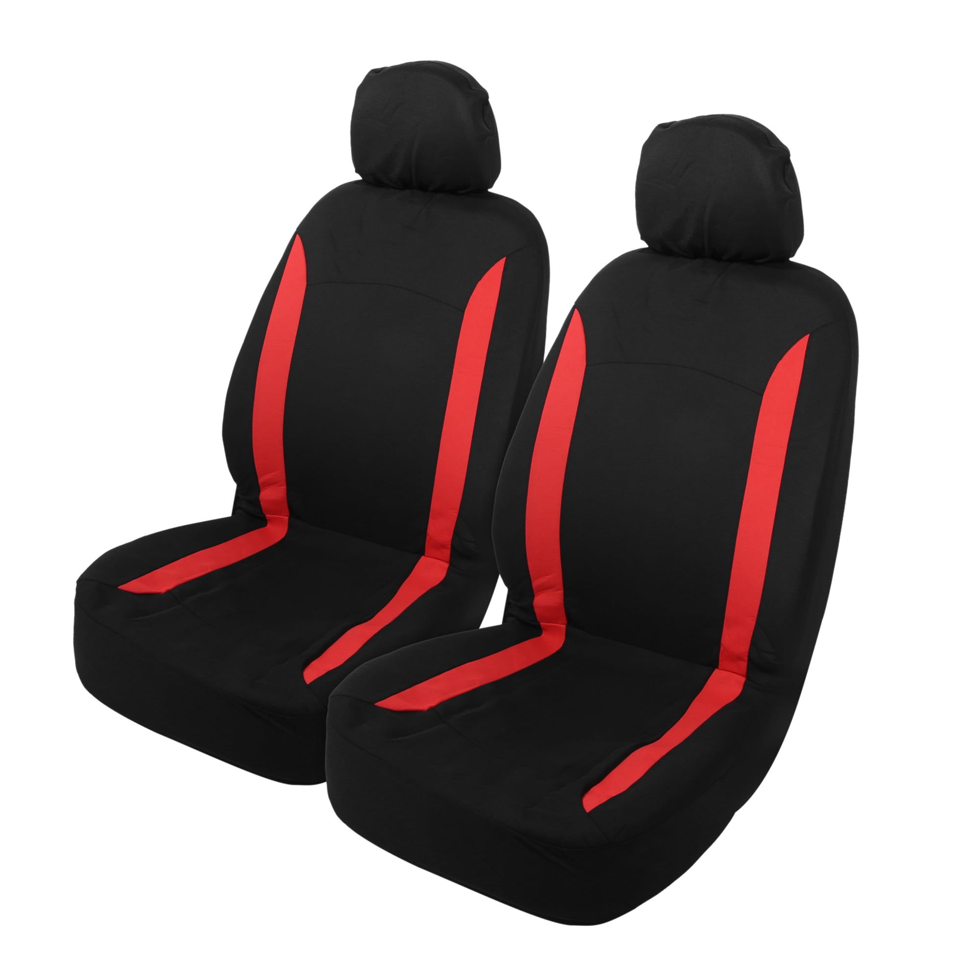 Unique Bargains 4pcs Universal Car Seat Covers Durable Head Rest Cover Red Black