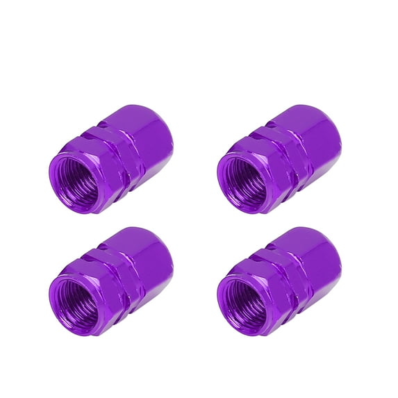 Unique Bargains 4pcs UniversalPurple Tire Stem Valve Caps Car Dustproof Hexagon Shape Aluminium Alloy Tire Cap