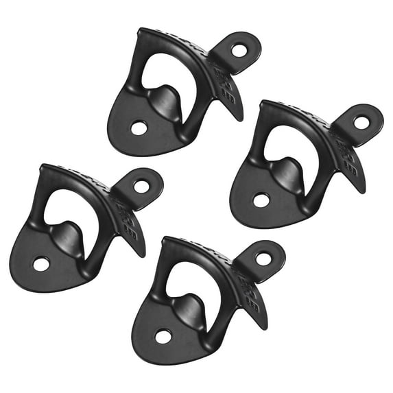 Unique Bargains 4pcs Wall Mounted Cast Iron Wine Beer Bottle Opener Cap Bottle Opener for Bar Kitchen Tools, Black
