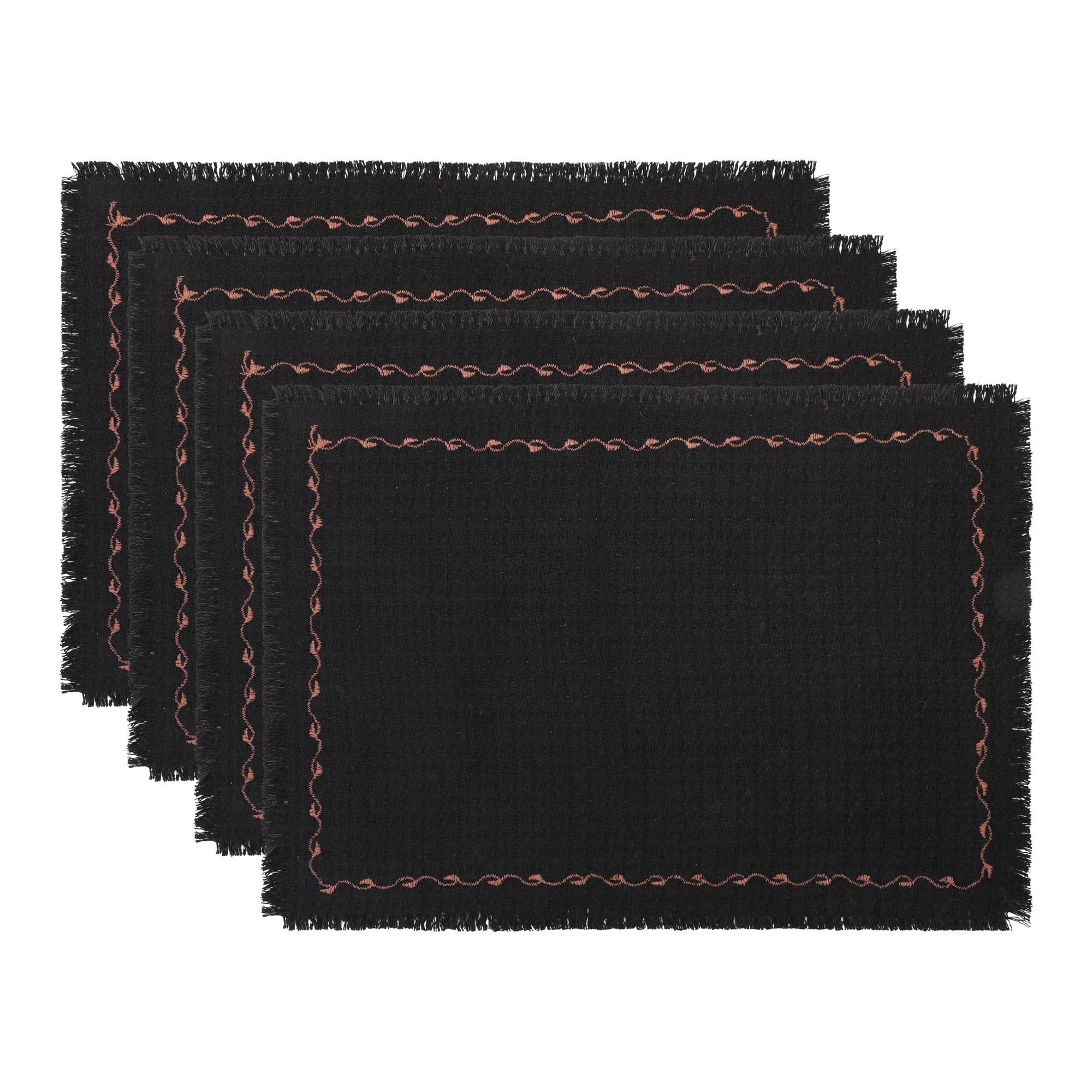 Unique Bargains 4pcs Washable Kitchen Table Mat Black 15.7"x11.8"