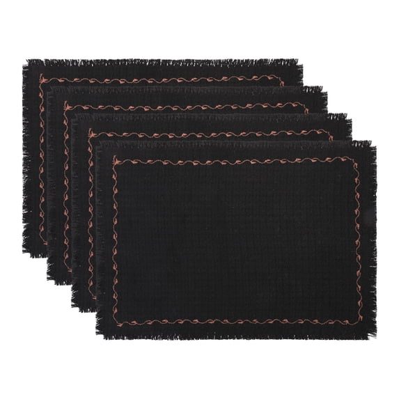 Unique Bargains 4pcs Washable Kitchen Table Mat Black 15.7"x11.8"