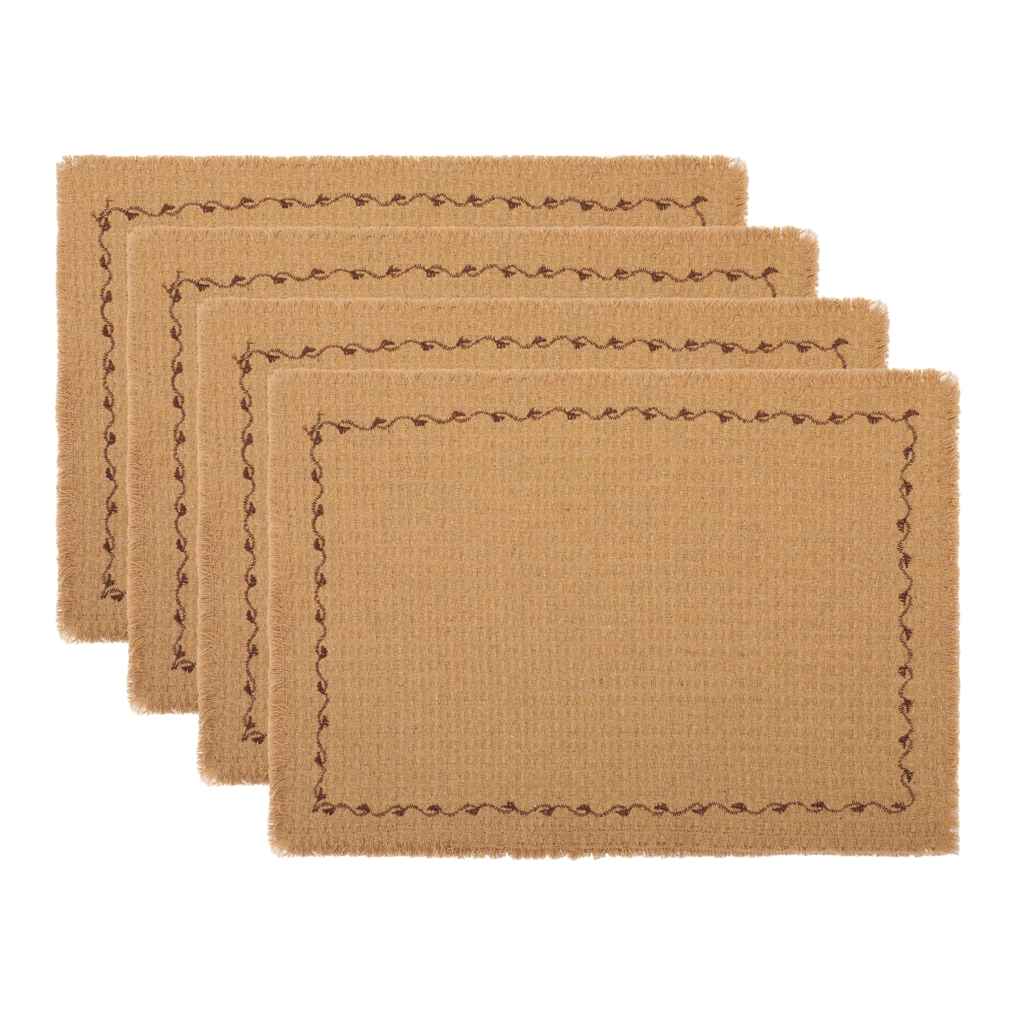 Unique Bargains 4pcs Washable Kitchen Table Mat Brown 15.7"x11.8"