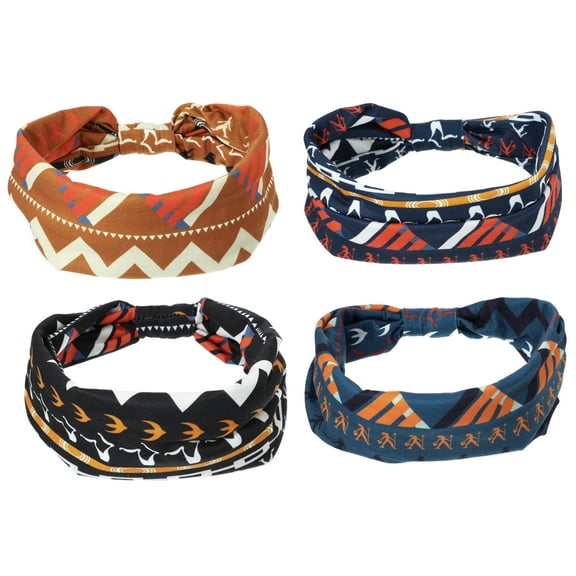 Unique Bargains 4pcs Wide Headbands Twisted Knot Wide Headbands Non-Slip Headbands for Women Assorted Color