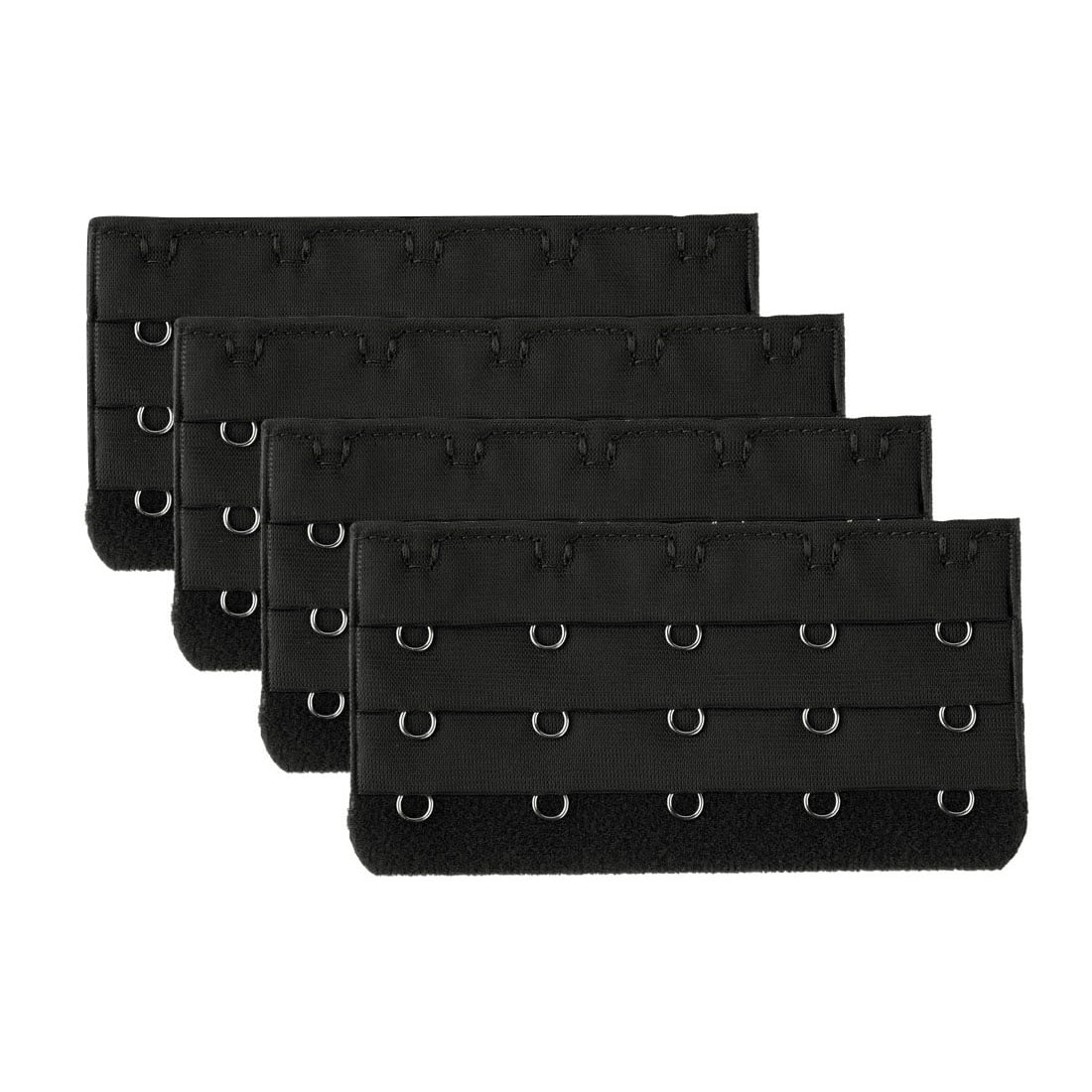 Unique Bargains 4pcs Woman 3 Rows 5 Hooks Brassiere Bra Extension Strap Extender Black