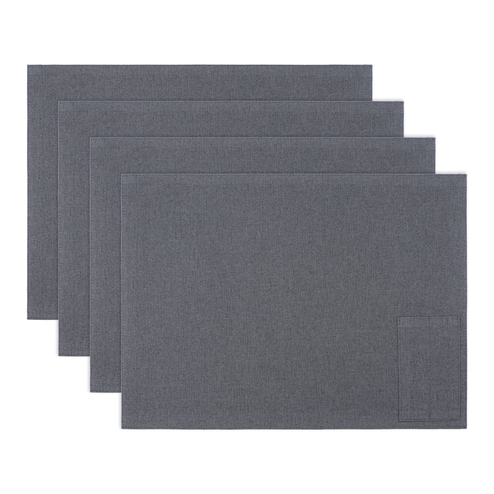 Unique Bargains 4pcsWashable Cotton Linen Placemats Dark Gray 17.7"x13"