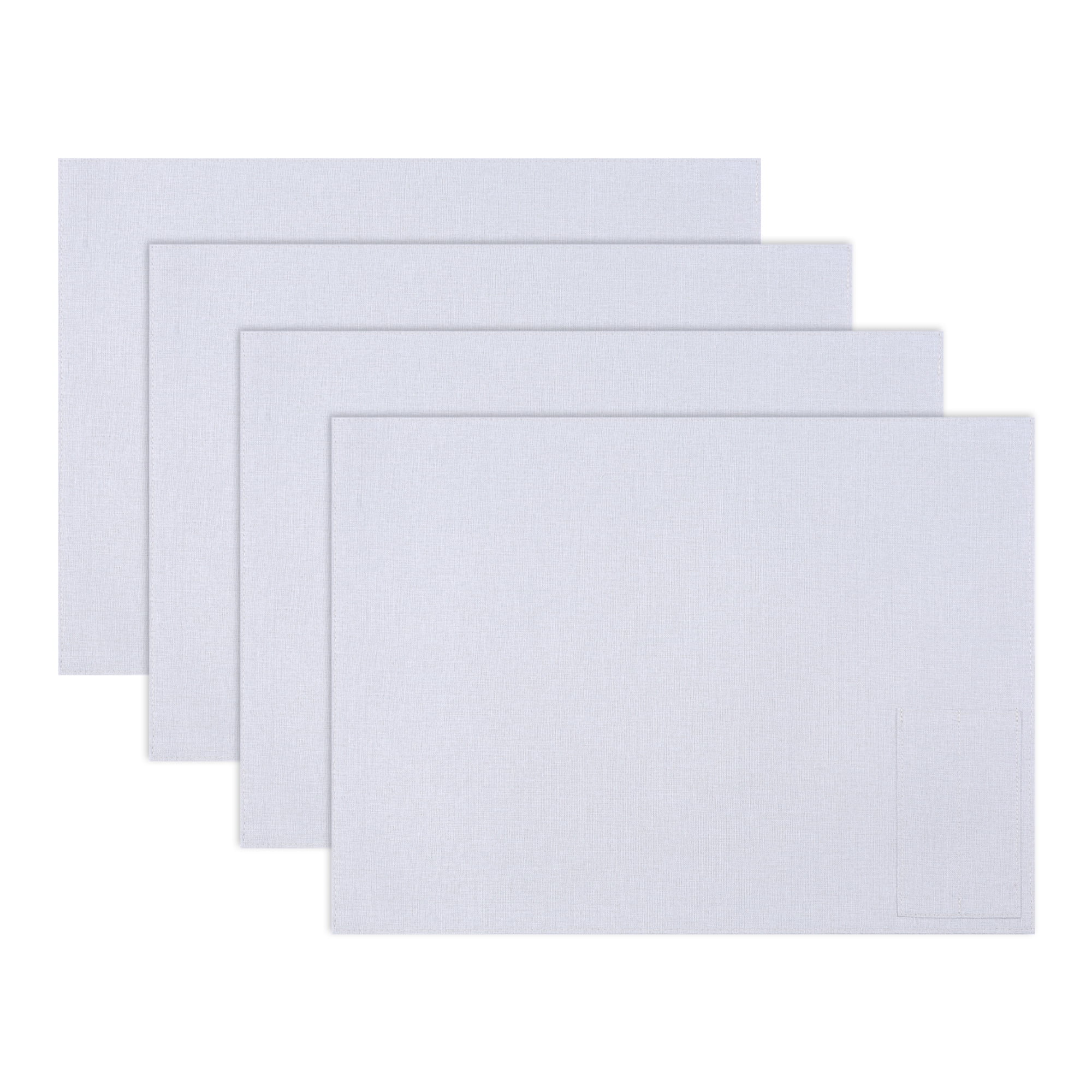Unique Bargains 4pcsWashable Cotton Linen Placemats Light Gray 17.7"x13"