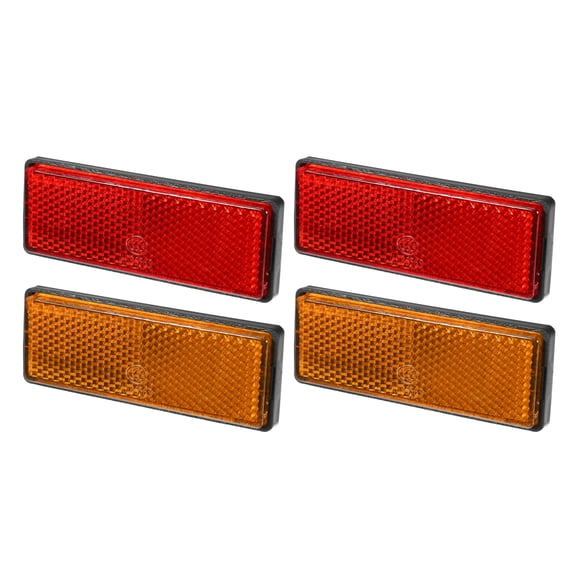 Unique Bargains 4x 3.46"x1.26" Rectangle Motorcycle Safety Reflector Red Orange