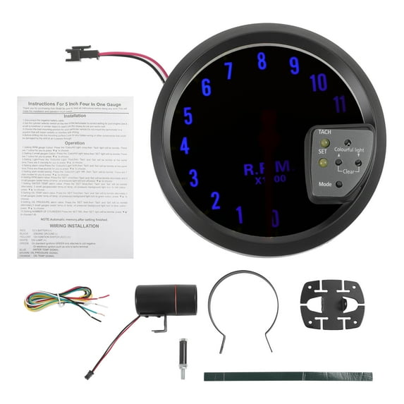 Unique Bargains 5" 127mm Tachometer Gauge Colorful Pointer RPM Tachometer tach Gauge 0-11000RPM w/ Sensor and Bracket Universal Tachometer Car DC 12V