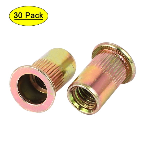 Unique Bargains 5/16"-18 Flat Head Rivet Nut Insert Bronze Tone 30Pcs