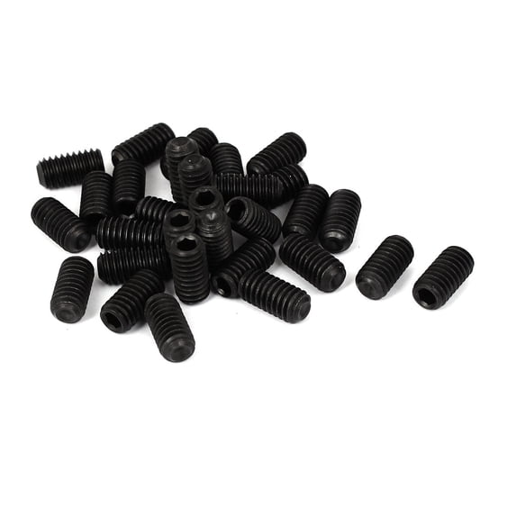 Unique Bargains 5/16"-18 x 5/8" Thread Hex Socket Set Cup Point Grub Steel Screws Black 30 Pcs
