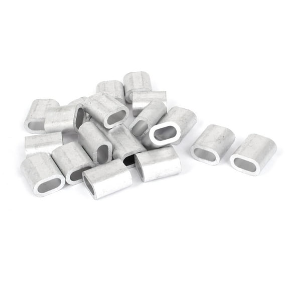 Unique Bargains 5/16" 8mm Wire Rope Aluminum Sleeves Clip Fitting Loop Sleeve Cable Crimps 20pcs