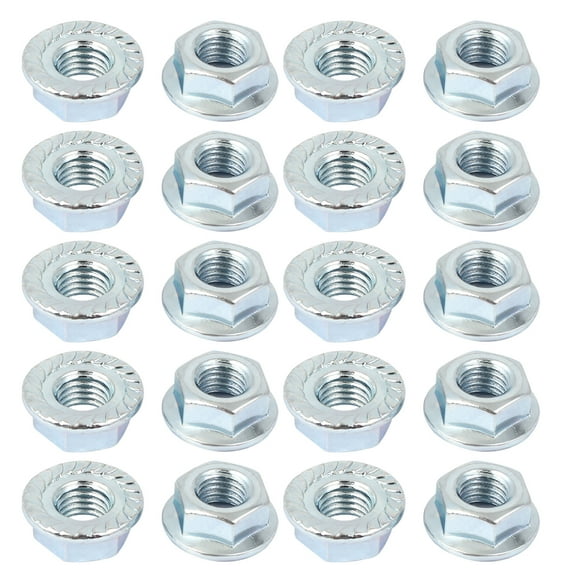 Unique Bargains 5/16"x24 Carbon Steel Serrated Hex Flange Lock Nuts 20Pcs