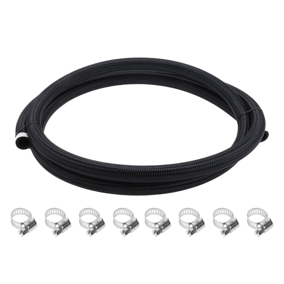 Unique Bargains 5/8" Fuel Line Kit 9.84ft Vacuum Hose Automotive Fuel Hose with 8 Clamps 1 Set