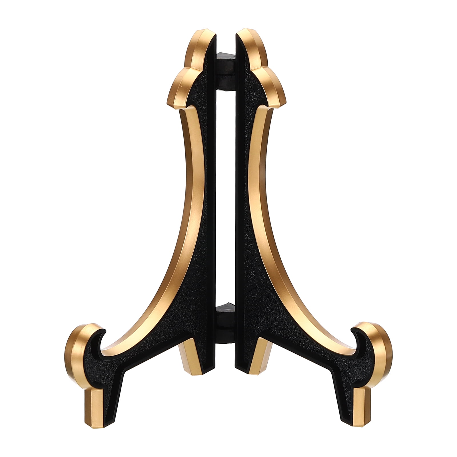 Unique Bargains 5" Acrylic Decorative Plate Stand Holder Display Holder Black Gold
