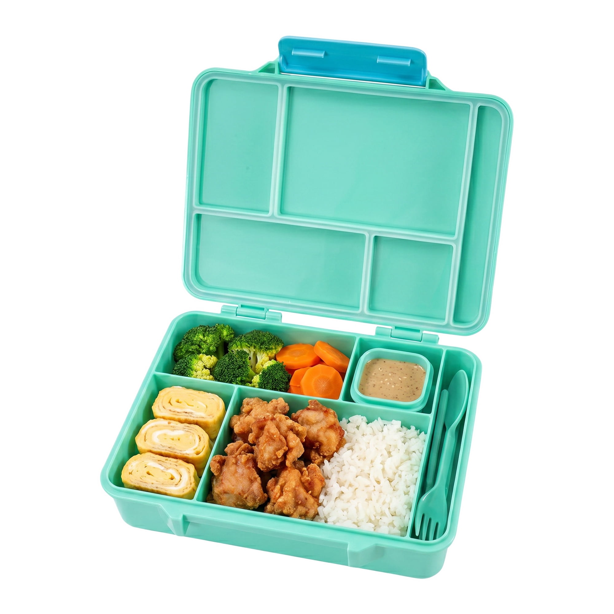 Unique Bargains 5-Compartment Leak-Proof Meal Lunch Bento Box Green