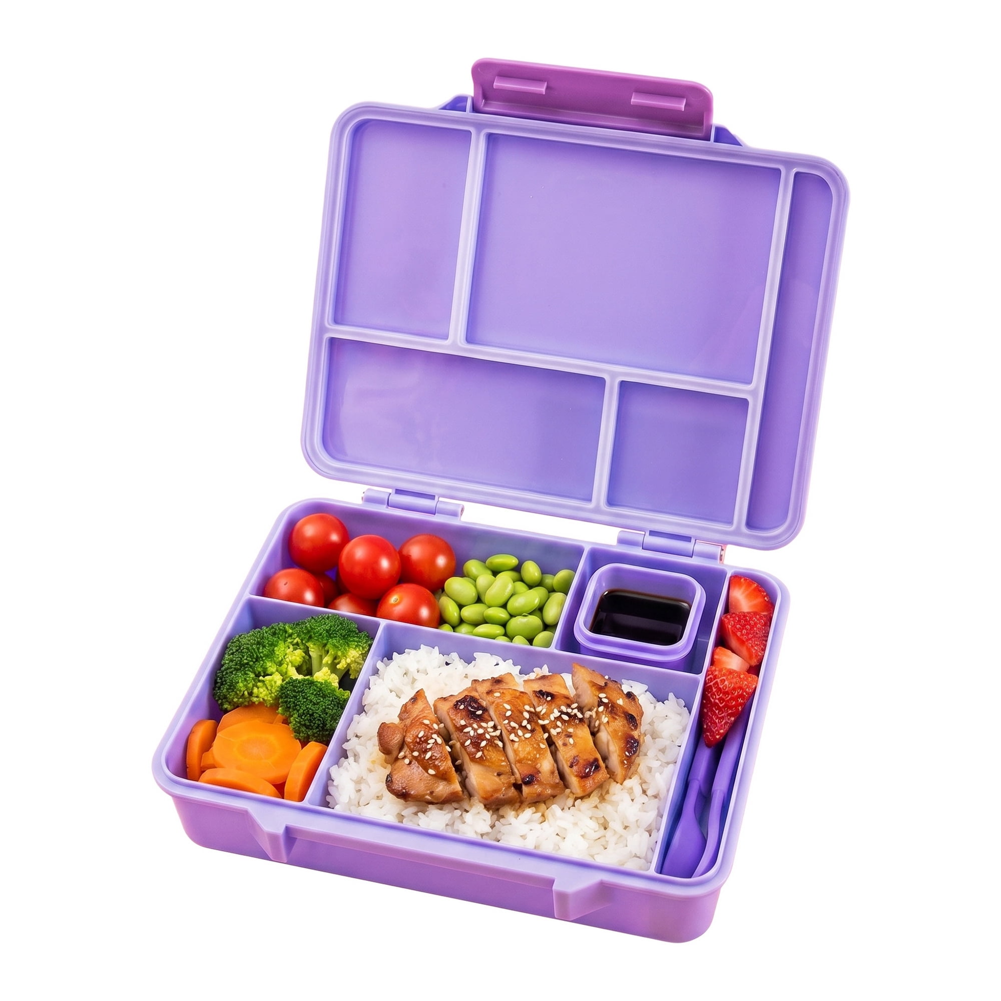 Unique Bargains 5-Compartment Leak-Proof Meal Lunch Bento Box Purple