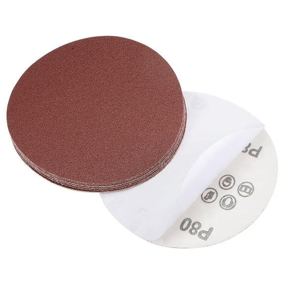 Unique Bargains 5-Inch PSA Sanding Disc Aluminum Oxide Adhesive Back Sandpaper 80 Grits 10 Pcs