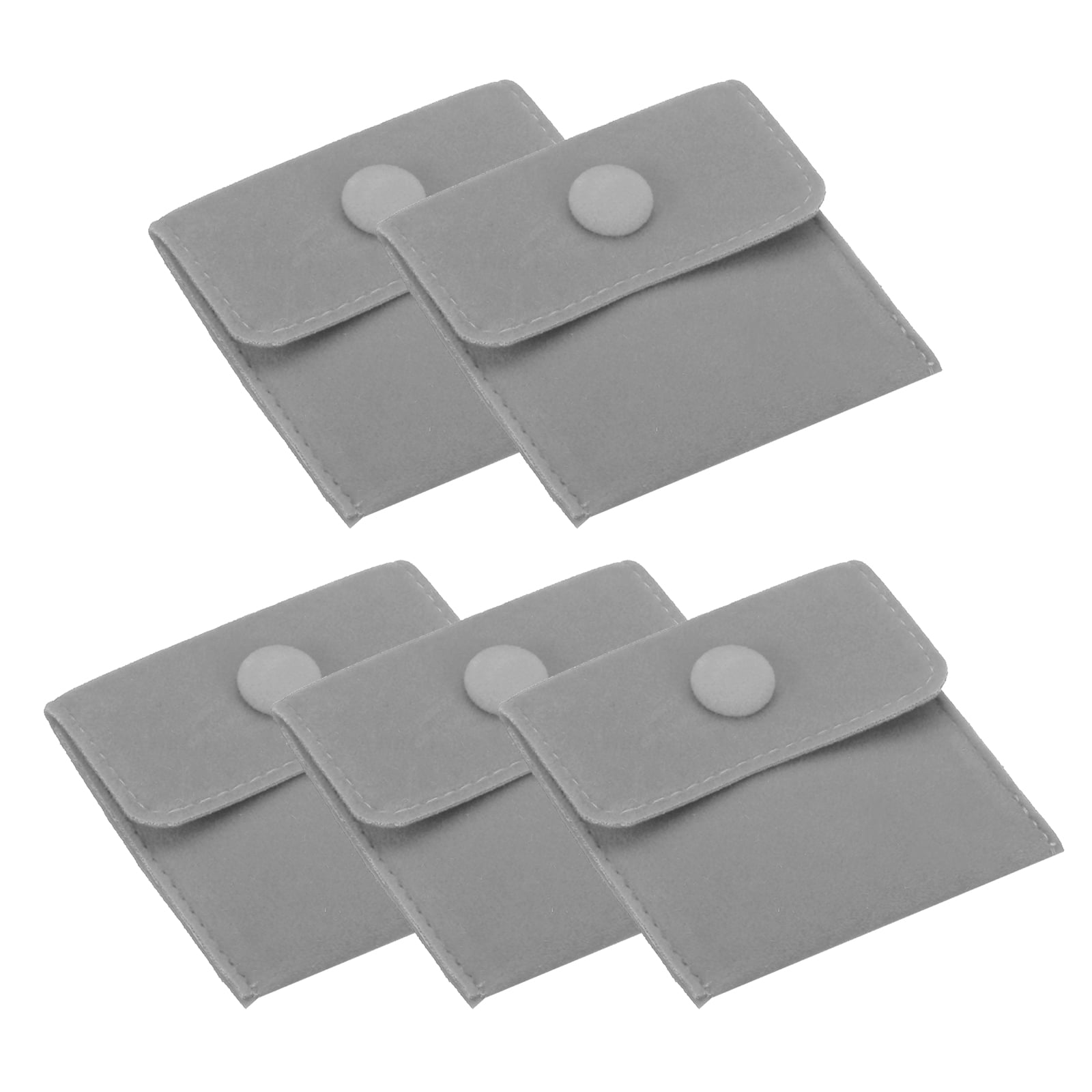 Unique Bargains 5 Pack Jewelry Pouches with Snap Velvet Storage Gray