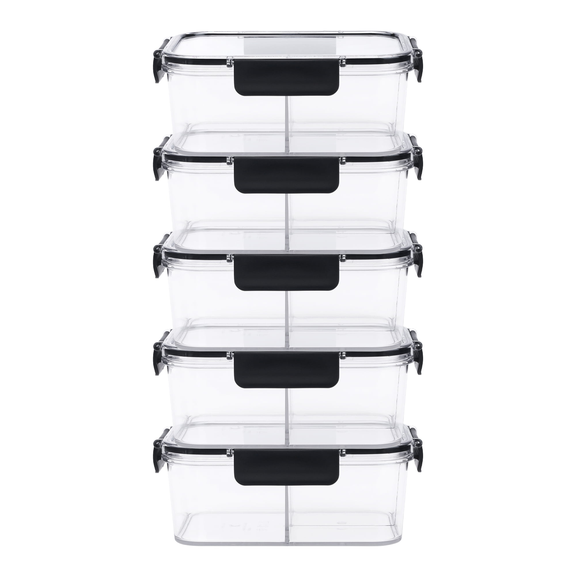 Unique Bargains 5 Packs Food Storage Containers Leakproof Lunch Box 37 oz With-Grid