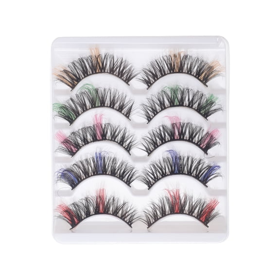 Unique Bargains 5 Pair 3D Curly Mix Color False Eyelashes for Makeup Multicolor
