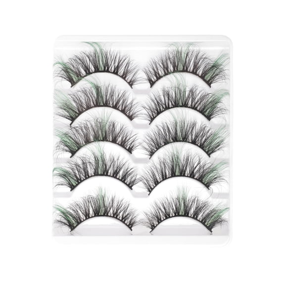 Unique Bargains 5 Pair 3D Mix Color False Eyelashes for Makeup Green