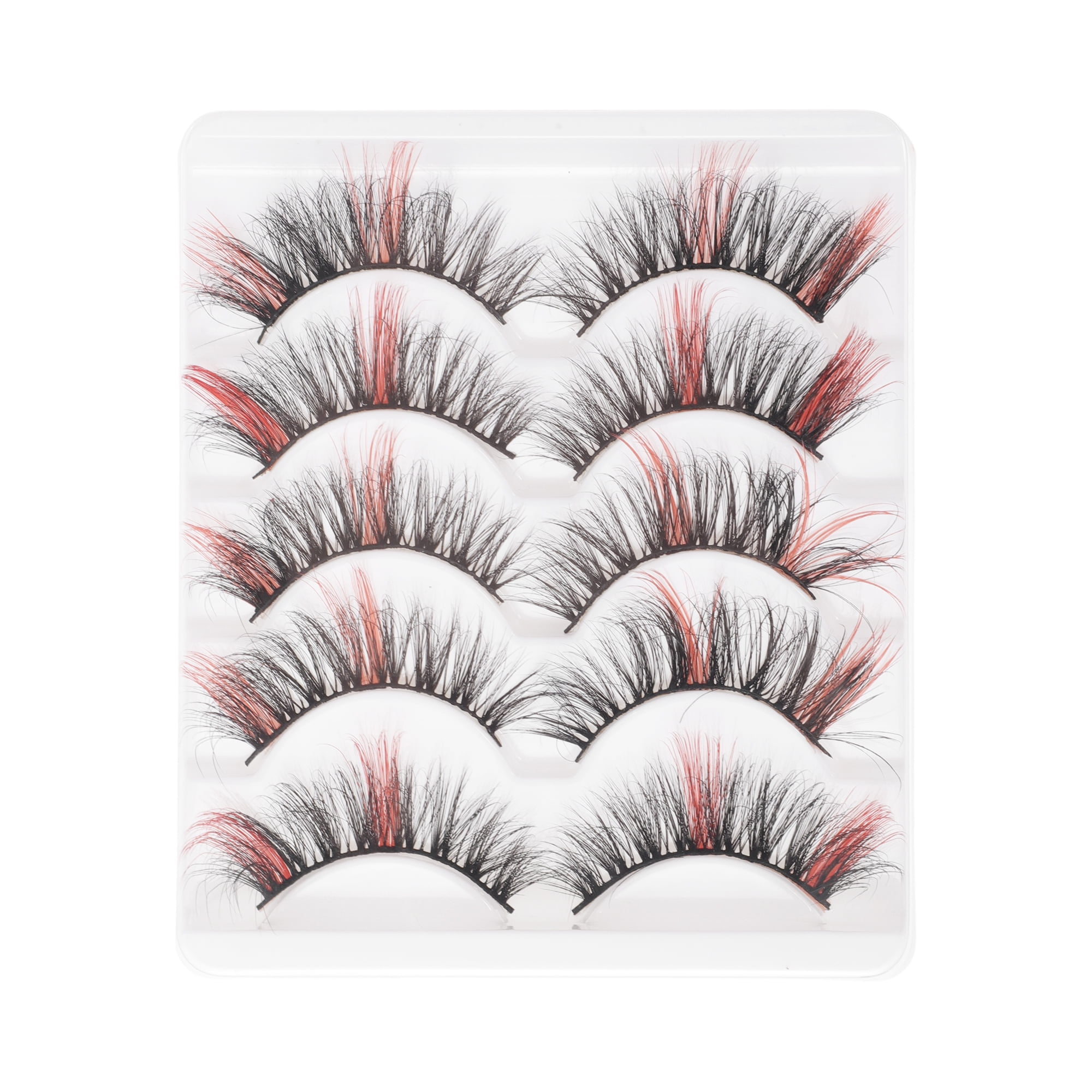 Unique False Lashes Unique Bargains 5 Pair 3D Mix Color False Eyelashes for Makeup Red ...