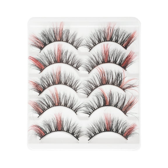 Unique Bargains 5 Pair 3D Mix Color False Eyelashes for Makeup Red