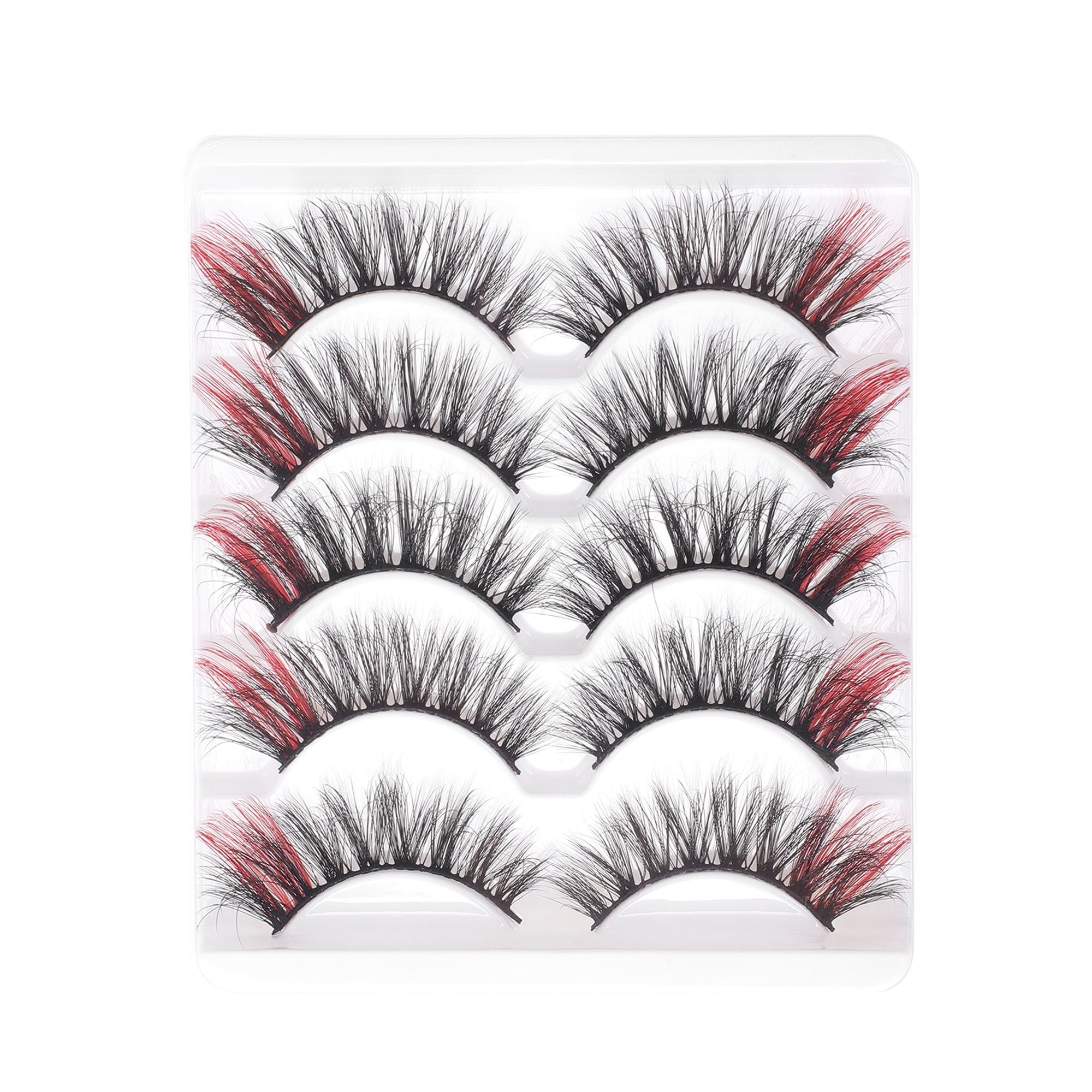 Unique False Lashes Unique Bargains 5 Pair 3D Mixed Color False Eyelashes for Makeup Red ...