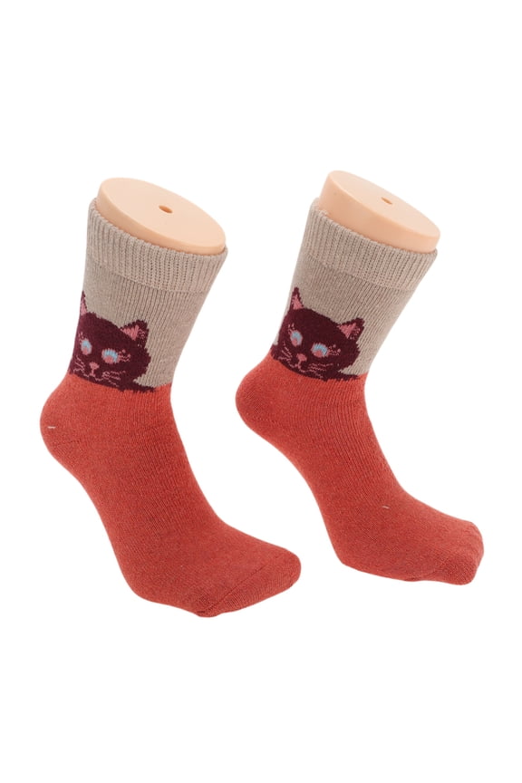 5 Pair Women's Retro Cat Pattern Winter Warm Socks Assorted Color Polyester