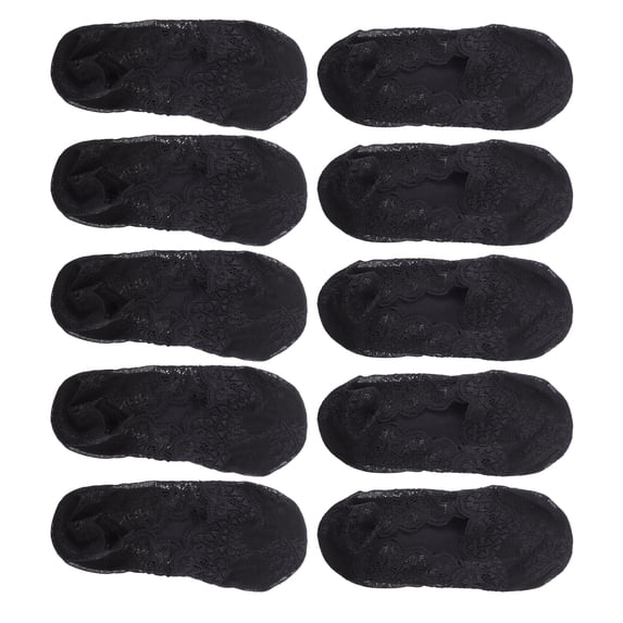 Unique Bargains 5 Pairs Invisible Lace Socks Sexy Fashion Breathable Soft No Show Socks for Women Black