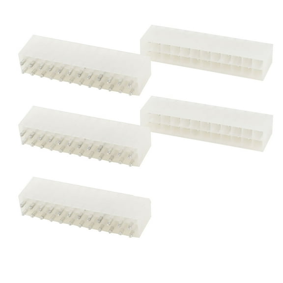 Unique Bargains 5 Pcs 24 Pin Straight Plug Jack Power Supply PCB Board Auto Car ATX Connector