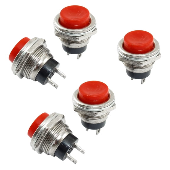 Unique Bargains 5 Pcs 3A 125V 1.5A 250VAC SPST Round Red Momentary Pushbutton Switch