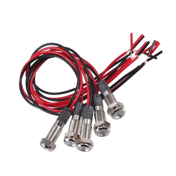 Unique Bargains 5 Pcs 6mm DC 3/4.5/5/6/7.5/9V Car Interior LED Copper Indicator Signal Lamp with Wire White for RVs